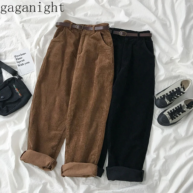 Женские вельветовые брюки с широкими штанинами Gaganight однотонные плотные