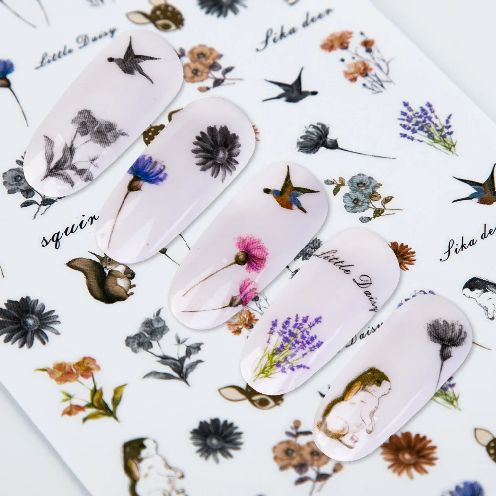 Dmoley 3D наклейка с цветком для ногтей клей слайдеры лист зеленое дерево дизайн