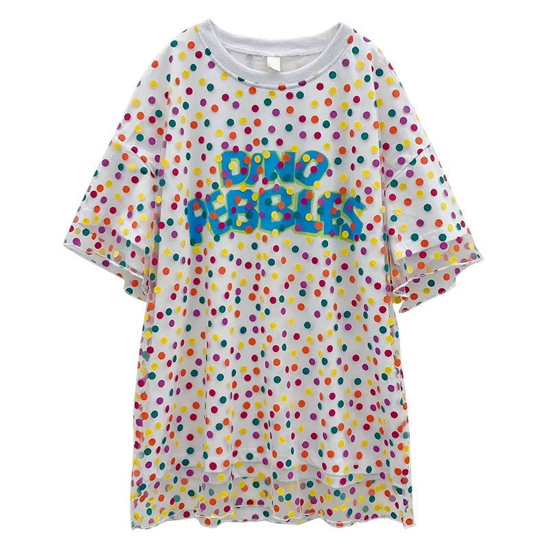 

Kids Casual Dresses for Girl Summer Dot Letter Print Fashion Tops 7 8 10 12 years
