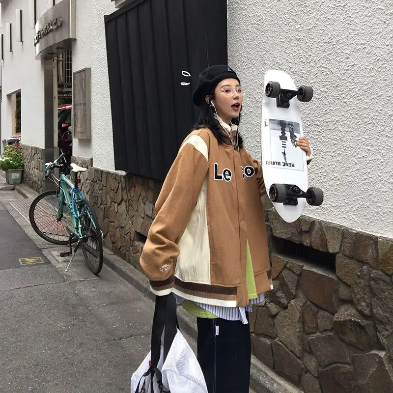 

Спортивная бейсбольная униформа для мужчин и женщин, новинка 2021, Осеннее свободное шерстяное пальто в стиле унисекс, бойфренд, куртка в стил...