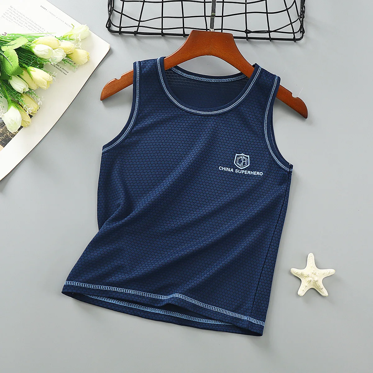 

Summer Children's Breathable Vest Bamboo Tank Top For Boys Cartoon Printed Boys Undershirt Teenager Underwear Clothing 2-12T