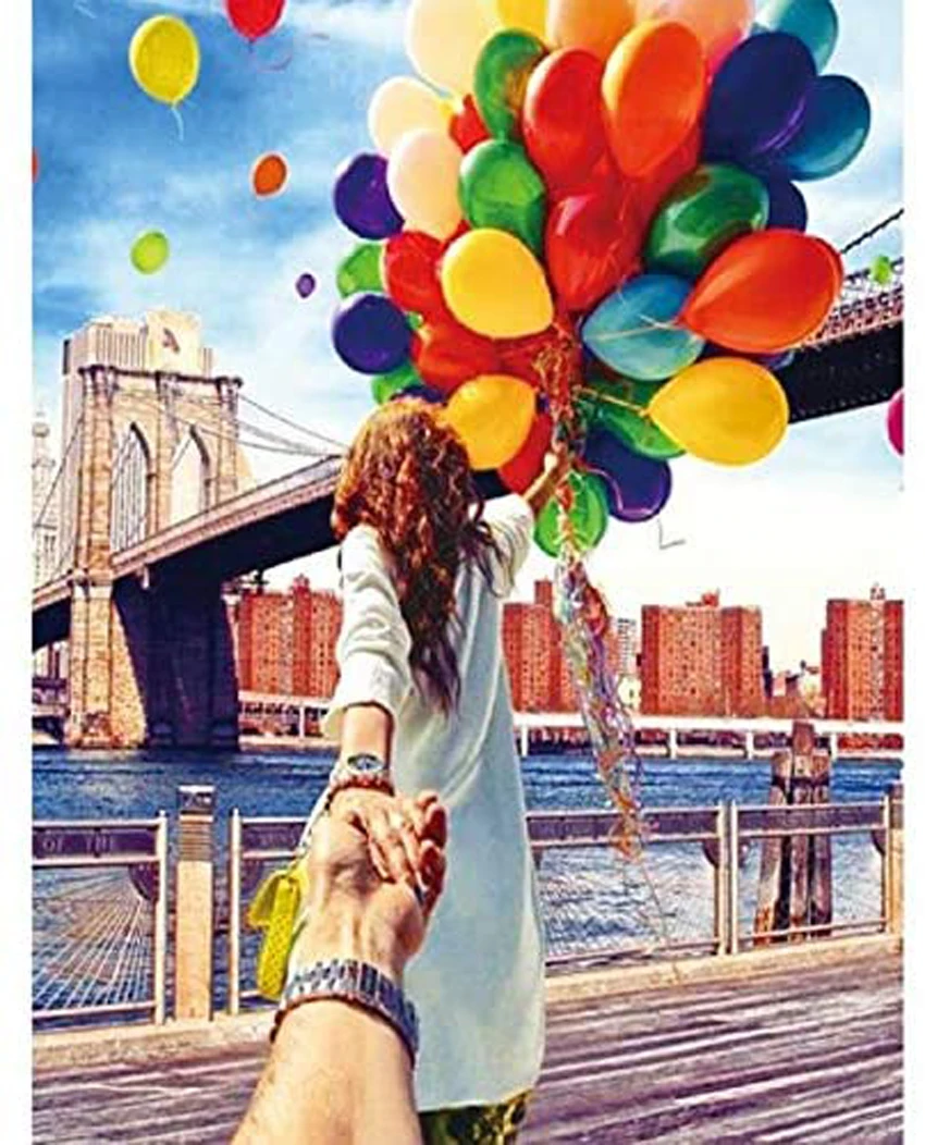 

Balloon Girl 5D Poured Glue Diamond Painting Kits Scalloped Edge Full Round for Adults DIY Mosaic Pattern Handmade Embroidery