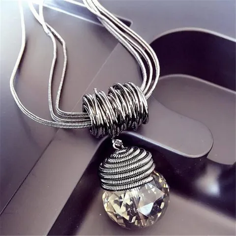 Женское колье с кристаллами Meyfflin, длинное ожерелье с черной цепочкой в виде капли, колье, 2022