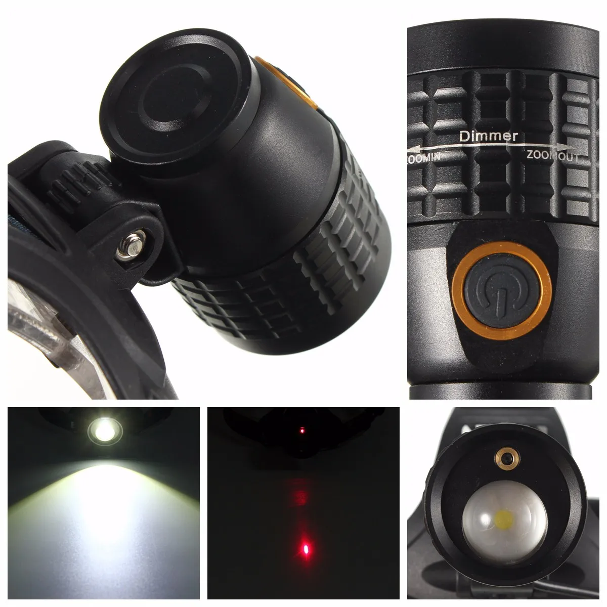 2 in 1 Headlamp Red Laser 5000lm Zoom LED Head Lamp White Light Hunting Flashlight Torch 18650 Rechargeable Bulbs Battery | Лампы и