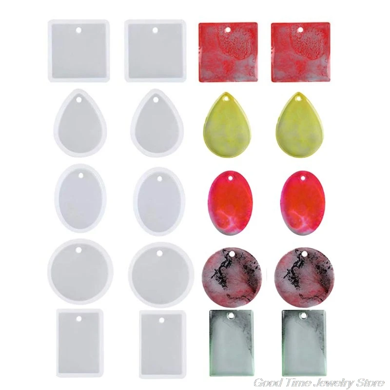 

10 Pcs Jewelry Casting Molds Silicone Pendant Mold Resin Molds with Hanging Hole Making DIY Craft Tools J27 21 Dropshipping
