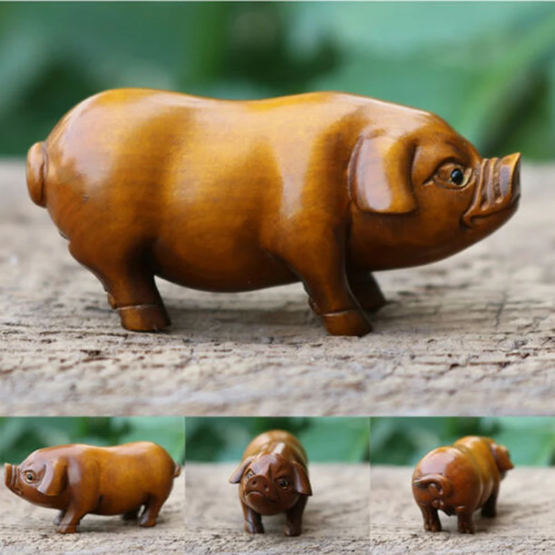 CQ002-набор из 12 шт. 2-дюймовых резьбовых Самшит Netsuke для домашнего декора-12