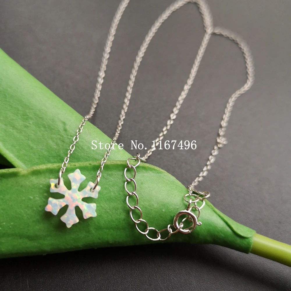Акция! 12 мм серебро 925 пробы Снежинка опал ожерелье Синтетический Белый для
