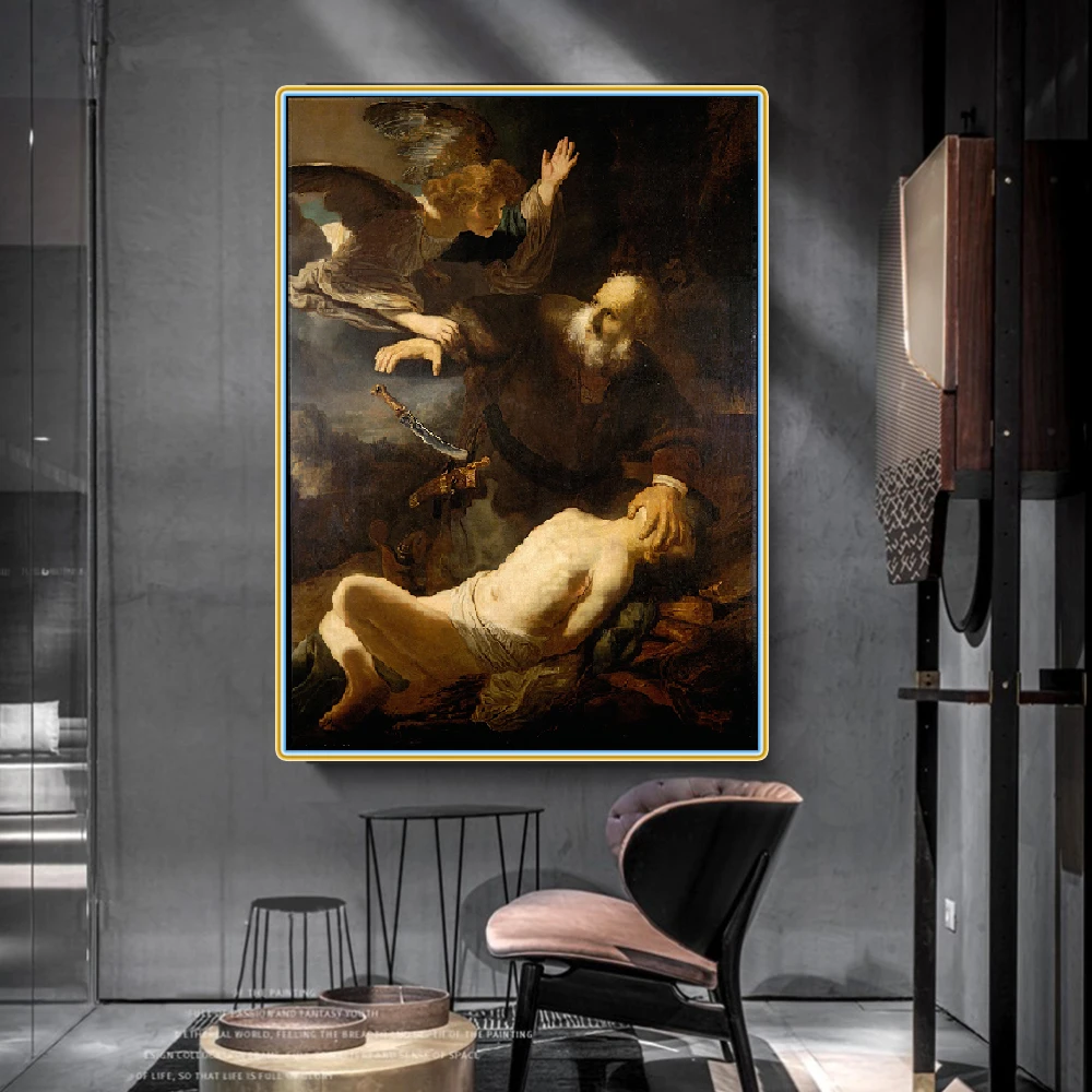 Картина маслом на холсте Citon Rembrandt Poster Isaac Sacrifice постер с художественным рисунком