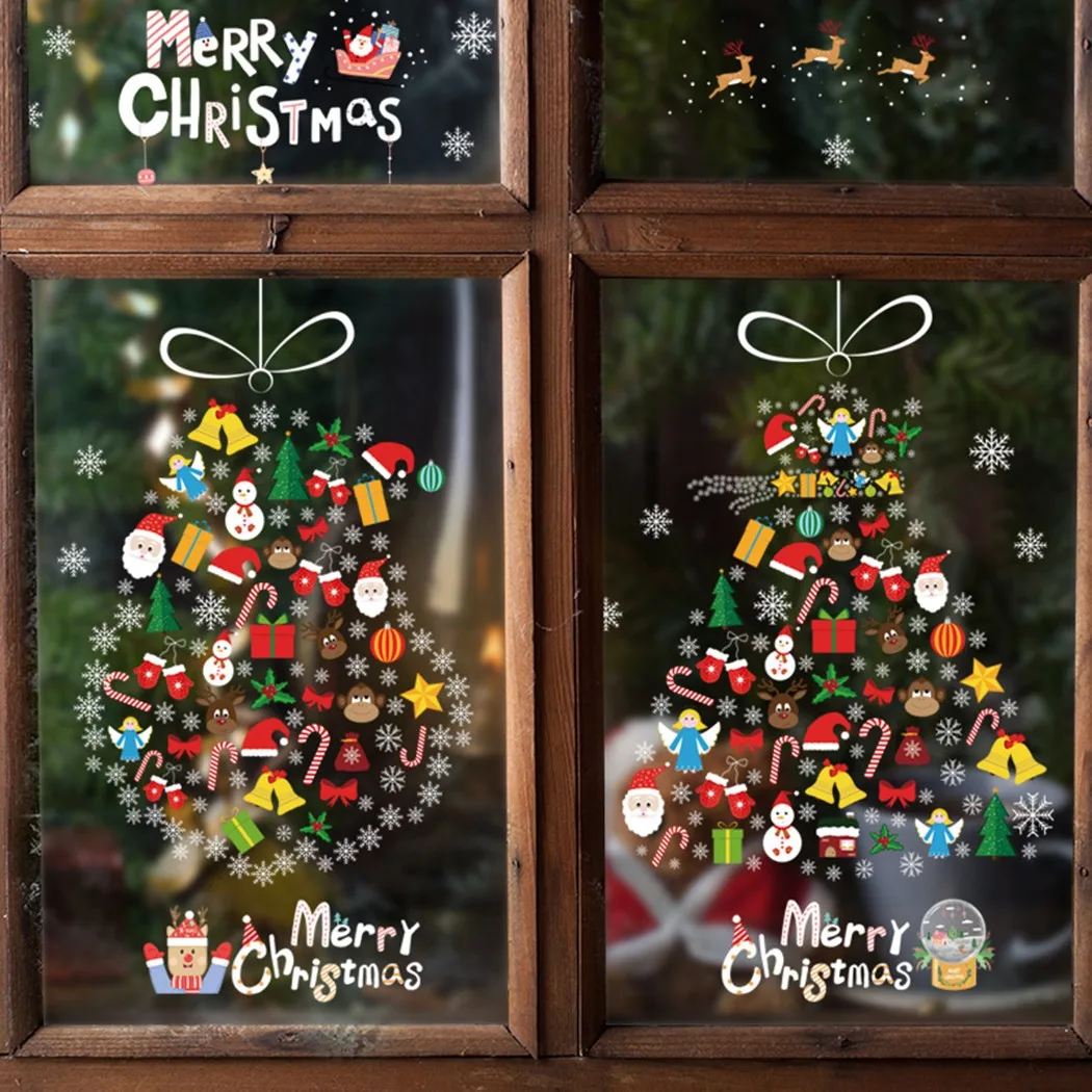 

Christmas Tree Xmas Removable Waterproof Stickers Art Decal For Wall Home Shop Dorm Store Windows Wall Decor Sticker