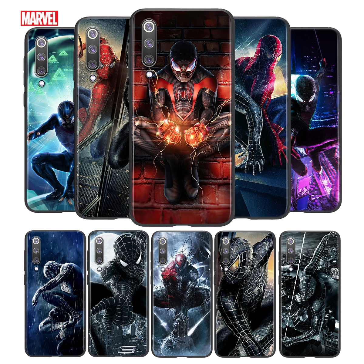 С героями комиксов Марвел темный костюм Человека паука для Xiaomi Mi 8 9 10 11 10i 11i 11Pro A3 9T