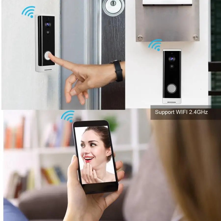 1080P HD беспроводной wifi дверной звонок IR-CUT домофон дверной звонок ночного видения умный видео дверной телефон 90-260 в домашняя система безопасности