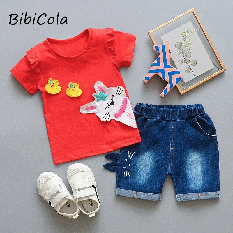 Летний комплект одежды для девочек BibiCola повседневный из двух предметов: