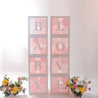 1p 30cm alphabet name transparent packing box balloons blocks cube boxes wedding decor baby shower 1st birthday party kids gifts