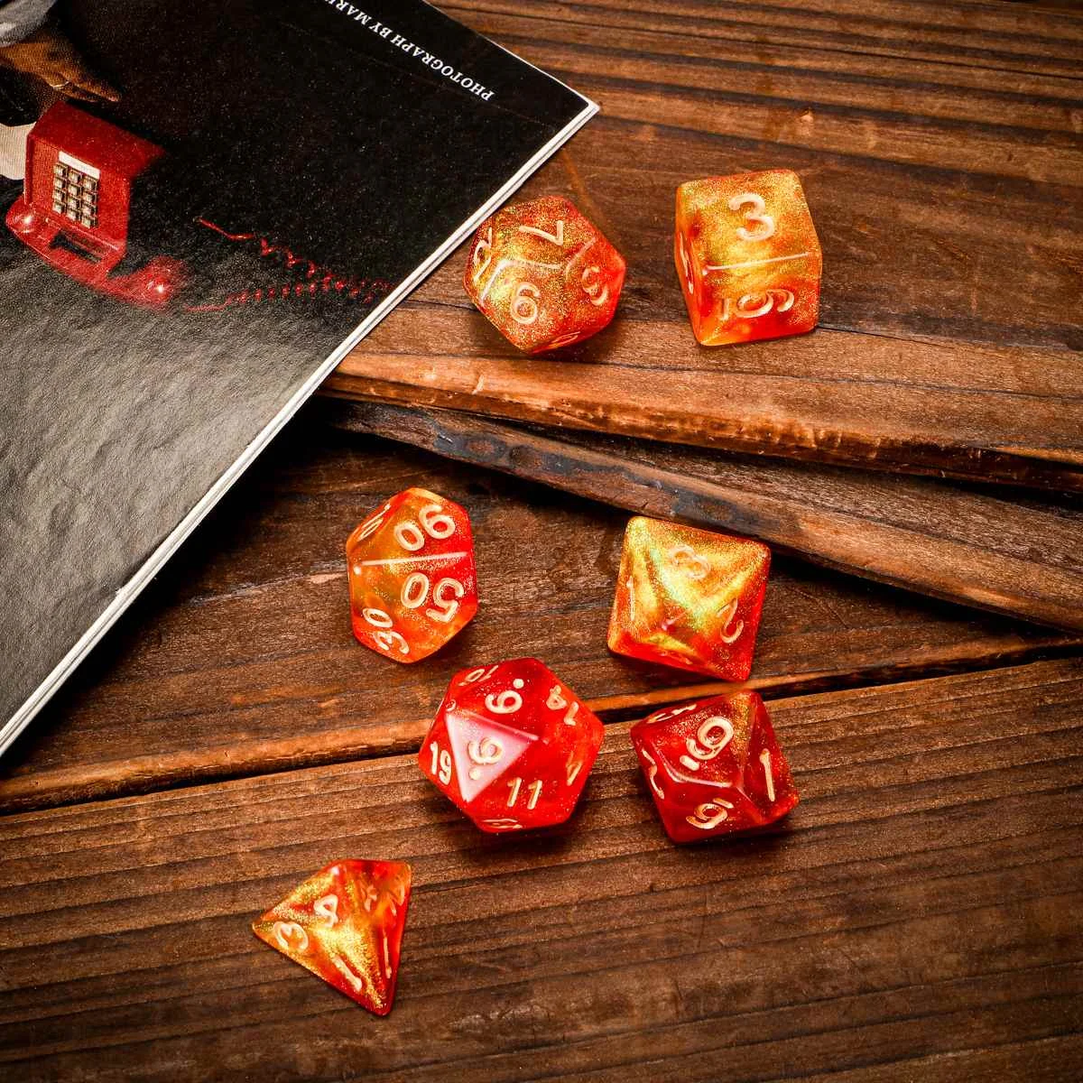 Игральные кости Galaxy Glitter Concept многогранные разноцветные акриловые для ролевых