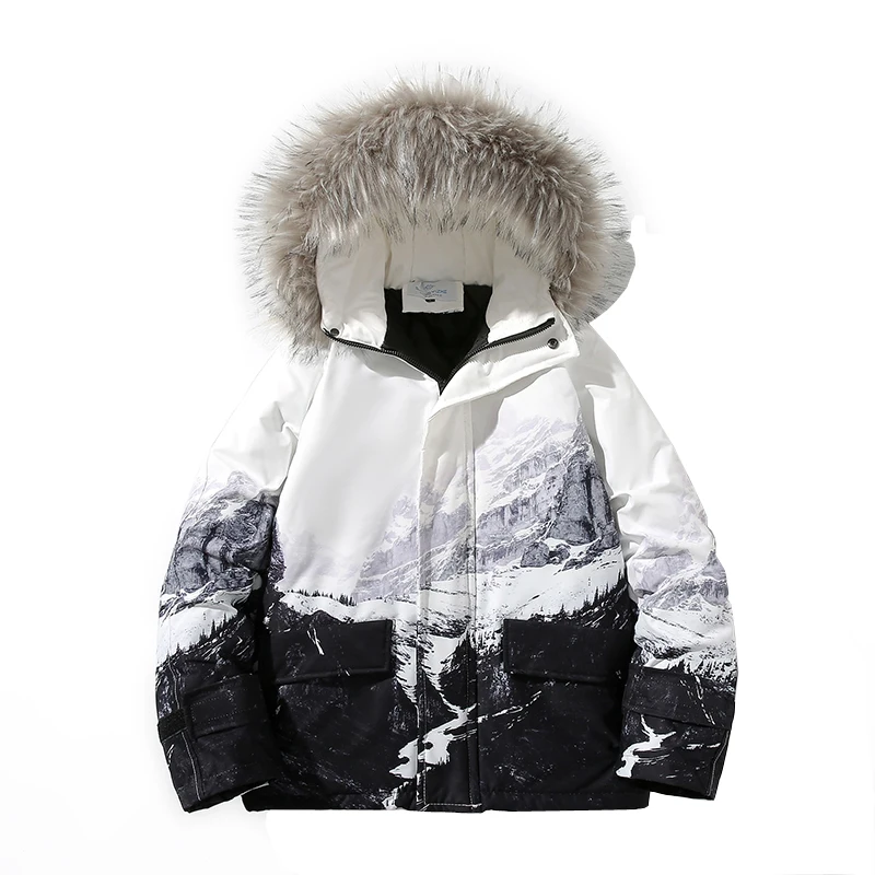 2023 Men Jackets Winter Warm Thick Parkas Waterproof Hooded Fur Collar Coat Fashion Casual Outwear