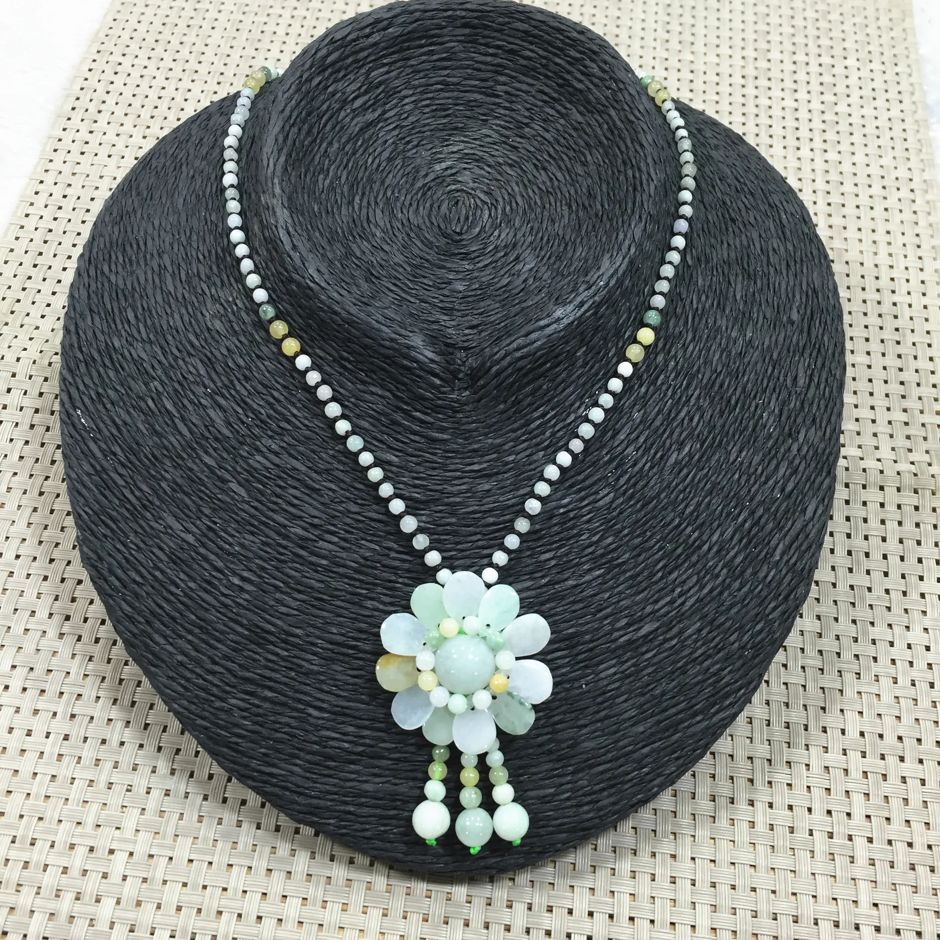 

Natural Myanmar jadeite handcarved butterfly flower simple retro pendant temperament jewellery fashion for women men