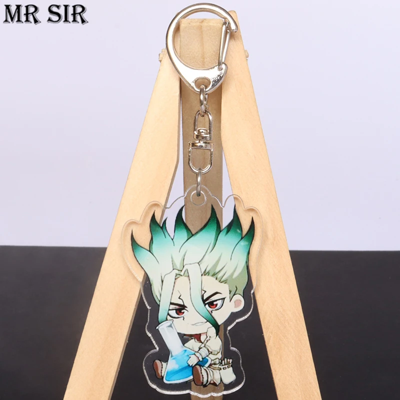 

Dr.STONE Anime Keychain Figure Senkuu Ishigami Cosplay Cartoon Acrylic Key Chain Cute Pendant Keyring Keys Bags Accessories Gift