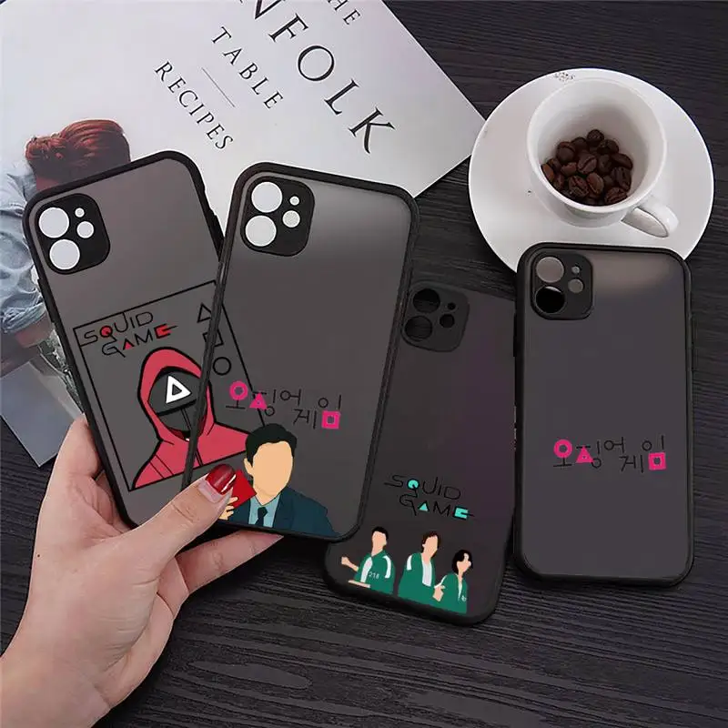 

Squid Game Round Six 456 Phone Case Transparent Matte for iPhone 7 8 11 12 s mini pro X XS XR MAX Plus Clear mobile bag coque