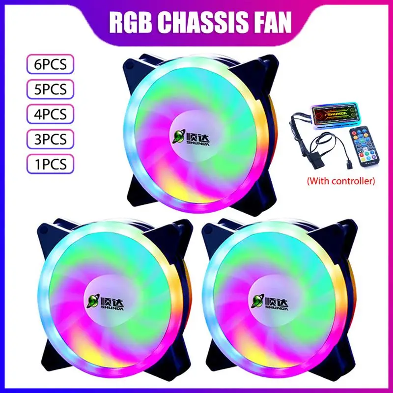 

RGB Case Fan Hydraulic Bearing 120mm Chassis Cooling Fan Shockproof Efficient Heat Dissipation PC Desktop Computer Cooler