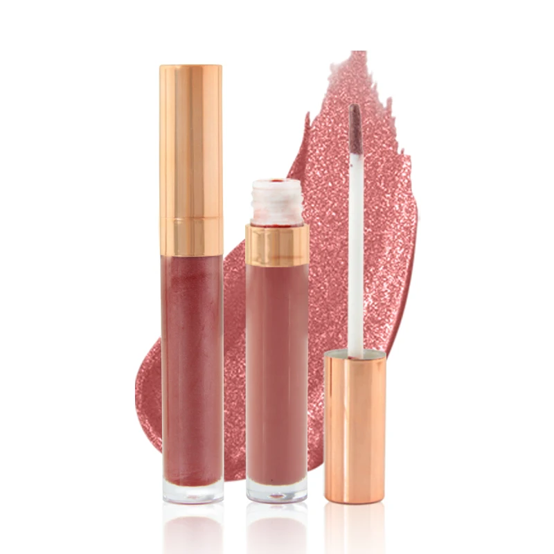Wholesale Nude shiny Glitter Lip Gloss Bulk Moisturize Lips Makeup Shimmer Lipgloss Vegan Glossy Lip Gloss lipgloss