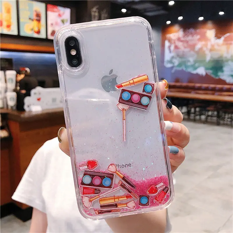 Зыбучий песок чехол для iPhone 7 8 Plus X Xr Xs Max динамические чехлы с жидкостью 6 6s Жесткий