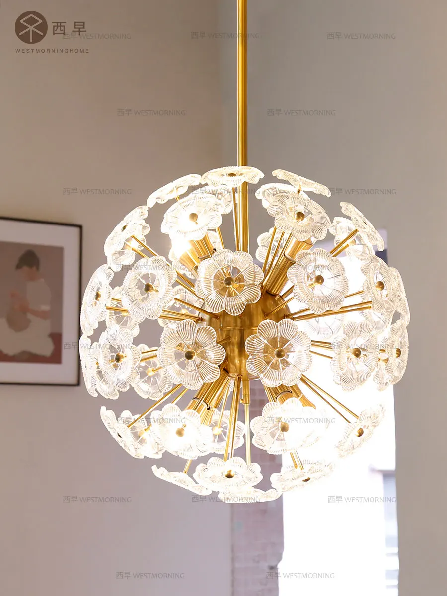 Retro simple imitation Italian art glass flower bed and breakfast bedroom living room girl chandelier | Освещение