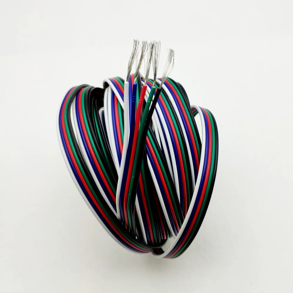 5 м 10 м 50 м 5Pin 22AWG светодиодный кабель каналы RGBWW луженая медная проволока для 5050 3528 Светодиодная лента удлинитель провода шнур разъем