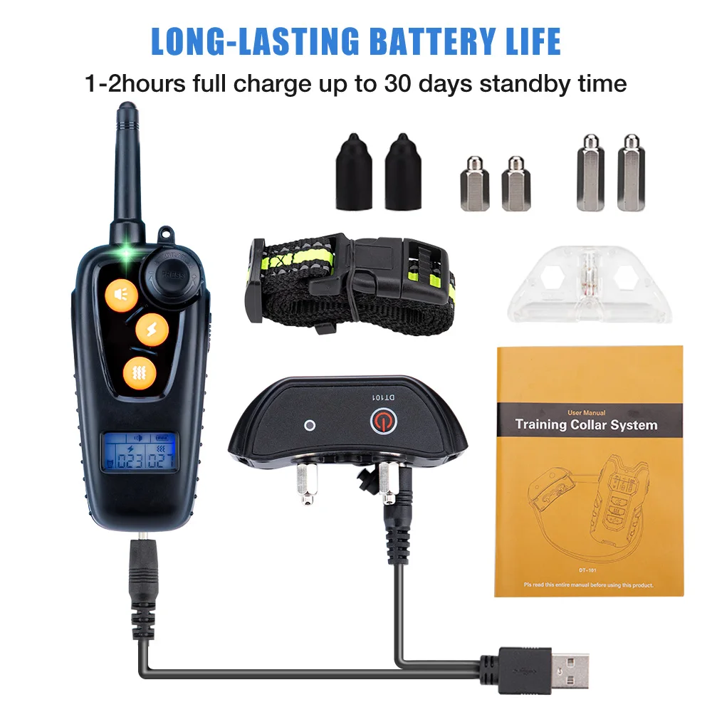 

500m Electric Dog Training Collar Pet Remote Control Waterproof Rechargeable with LCD Display for All Size Shock Vibration Sound