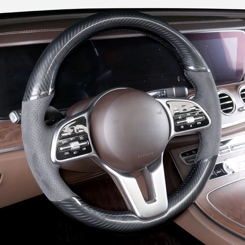 

DIY hand-stitched steering wheel cover fit for Mercedes-Benz C-Class A-Class G-Class S-Class AMG GLB GLA suede grip cover