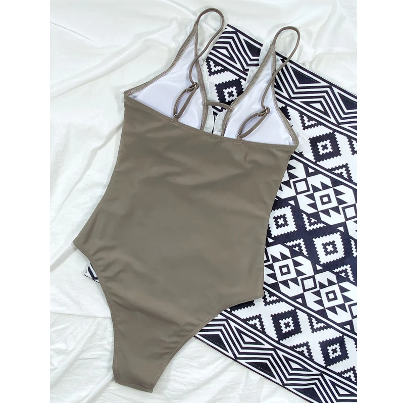 Новый Привлекательный Серый Цельный купальник женский сплошной с высокой талией