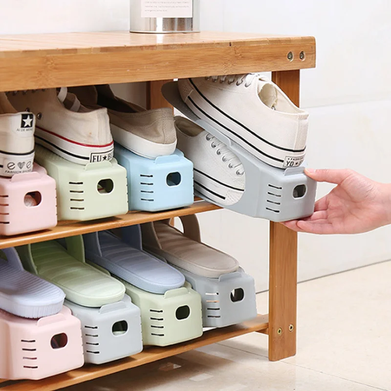 

10pcs Adjustable Shoe Rack Set Durable Organizer Shoes Footwear Support Slot for Cabinet Closet Stand Shoe Storage Space Save