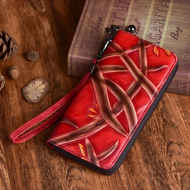 Новинка 2020 женские кошельки длинный бумажник из натуральной кожи с тиснением