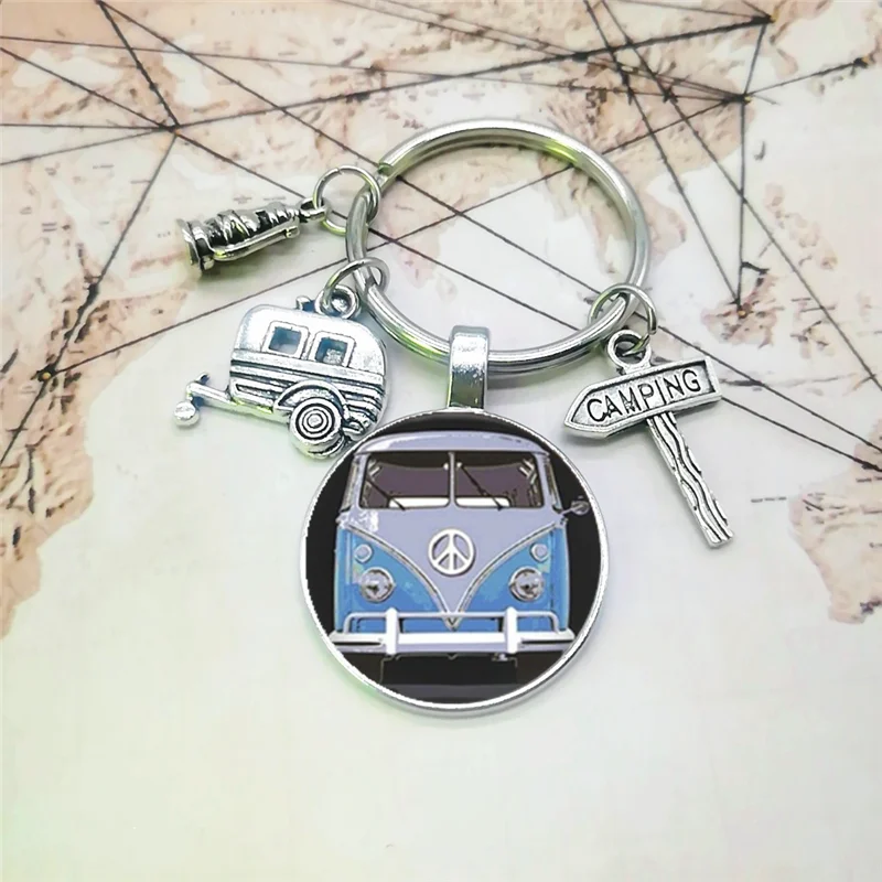 Новинка 2020 винтажный брелок Hippie Peace Sign Van Bus модный мужской и женский кошелек сумка