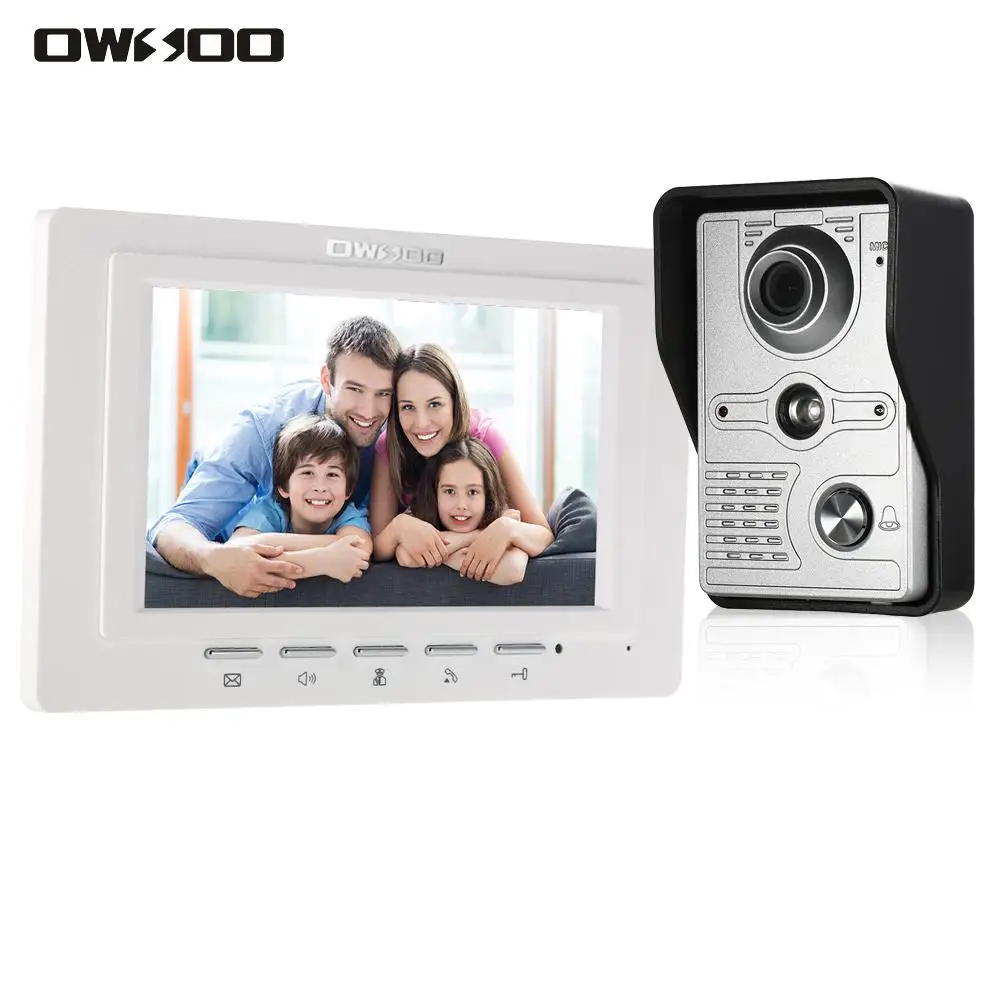 

7 inch Wired Video Doorbell Indoor Monitor with IR-CUT Rainproof Outdoor Camera Visual Intercom Two-way Audio Remote Unlock