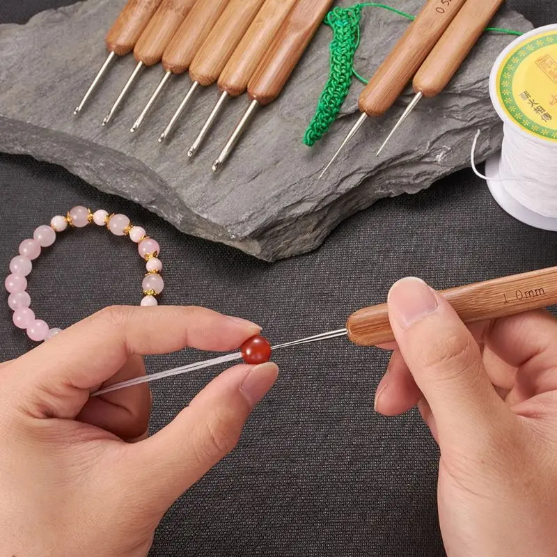 

12pcs/set Crochet Hooks Knitting Needles Wooden Handle DIY Craft Weaving Sewing