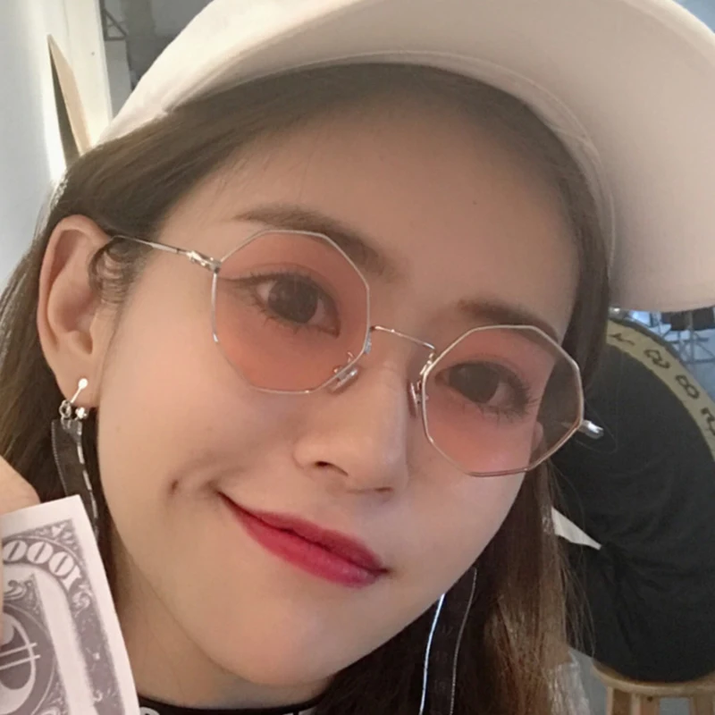 2020 Ретро Модные металлические Восьмиугольные солнцезащитные очки прозрачные