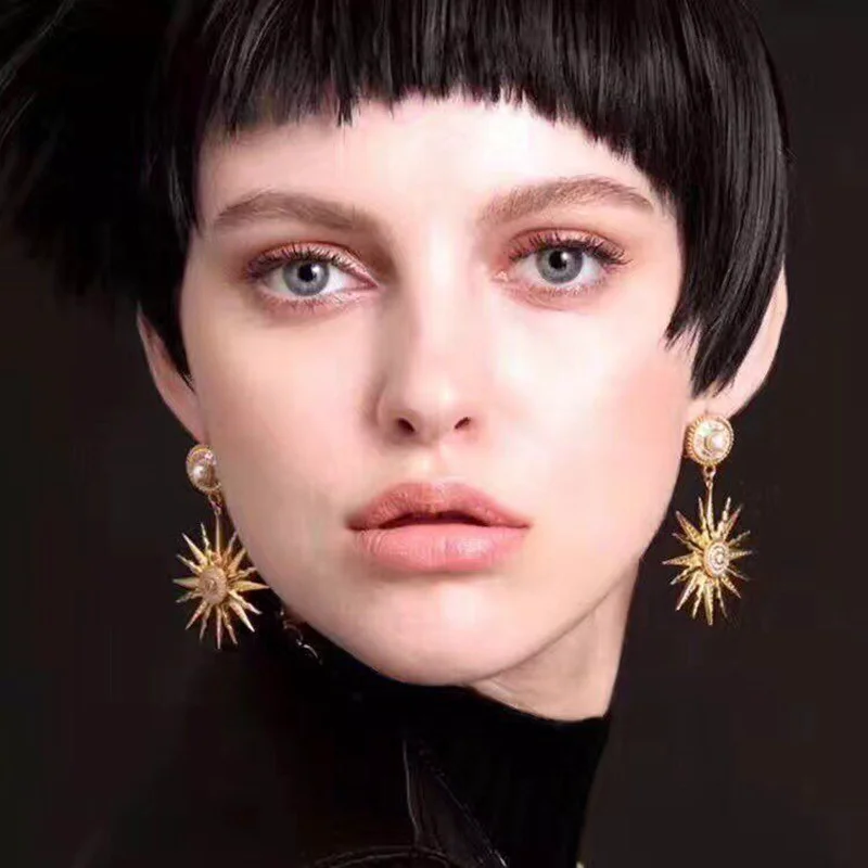 MissCyCy корейские золотые Кристальные солнцезащитные жемчужные серьги для женщин