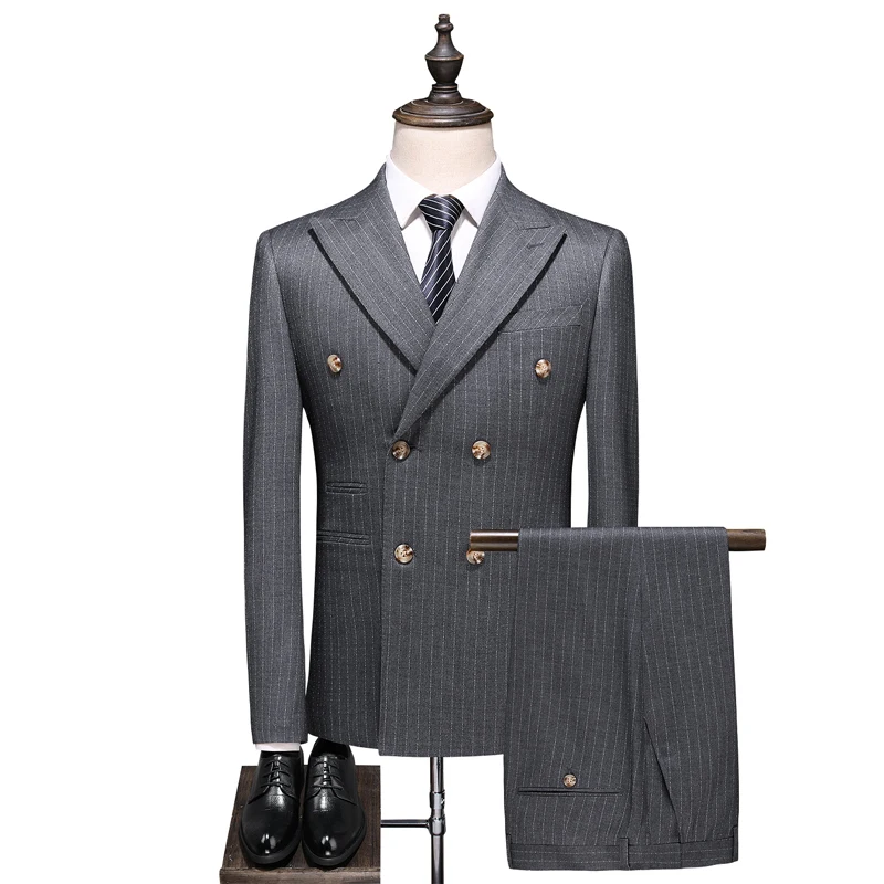 

Double Breasted Men Mariage Jacket Trousers Waistcoat Male Business Casual Wedding Blazers Coat Vest Pants 3 Pieces Set