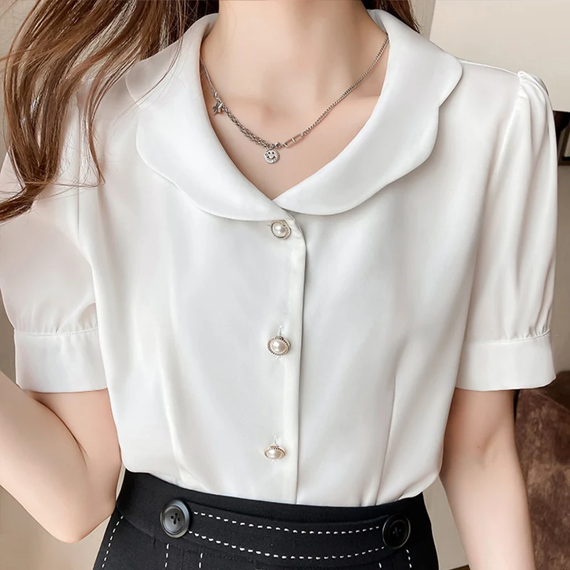 Блузка Топ Femme короткий рукав белая блузка футболки женские блузы Mujer De Moda 2021 veran
