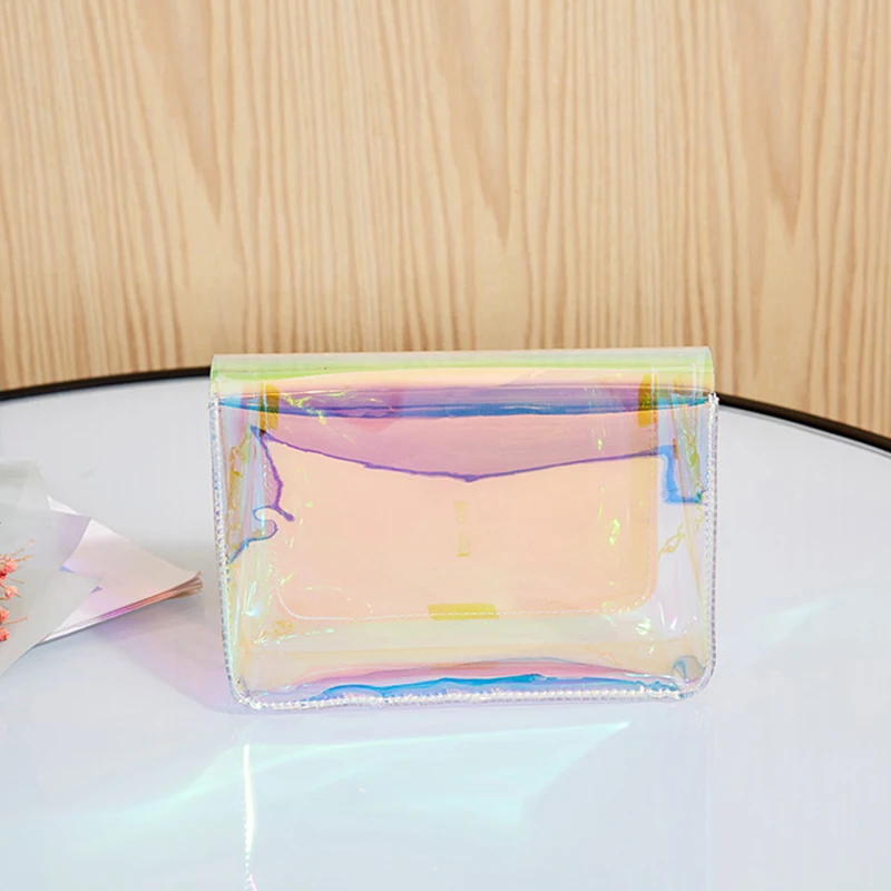 Laser Transparent PVC Shoulder Bags Women's Small Totes Handbag Chains Messenger Bag Female Ladies Clutch Beach Lady Purse |