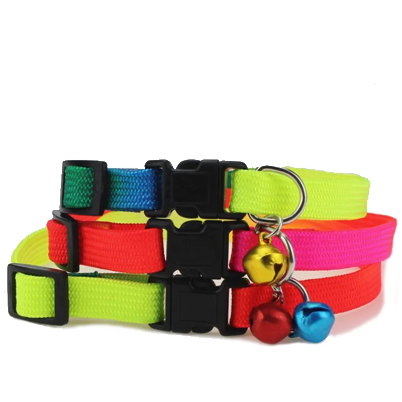 

Pet Cat Collar With Bell Cat Accessories Colorful Puppy Collar Safety Buckle Bells Colors Adjustable Collar For Dog Cat Supplies