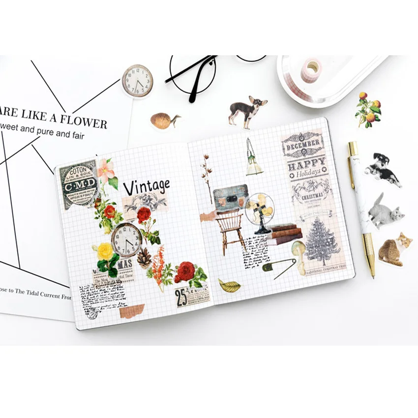 1 пакеты/партия с принтом милых животных и растений Ретро предметы канцелярские