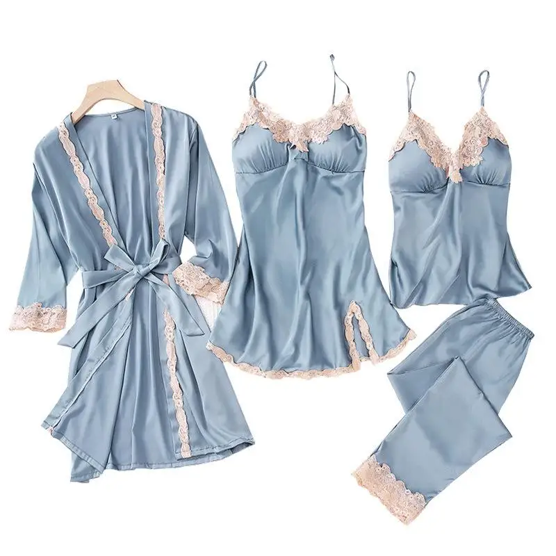 

Spring Women's Pajamas Sexy Lace Underwear Pajamas Women's Underwear Women's Pajamas Women's Suit 5-piece Set with Chest Pad