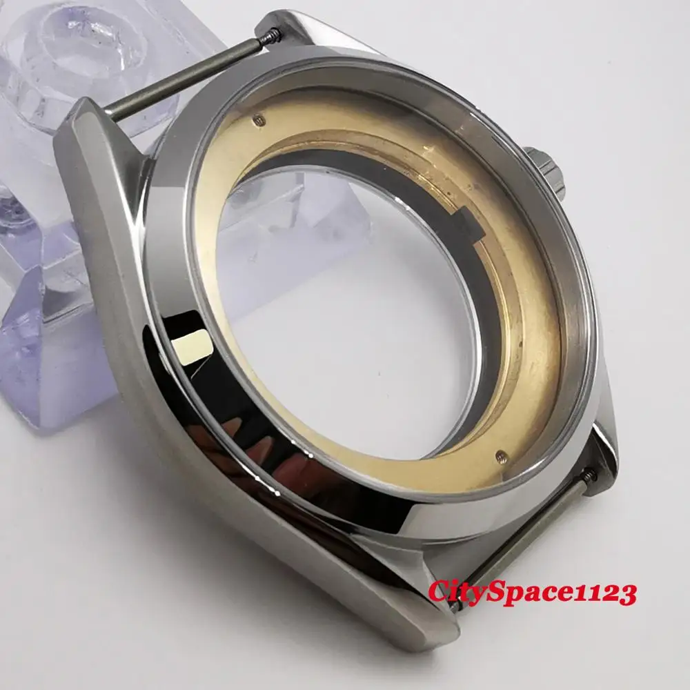 41 мм корпус из полированной нержавеющей стали сапфир часы чехол fit eta 2836 Miyota 8215 ST1612