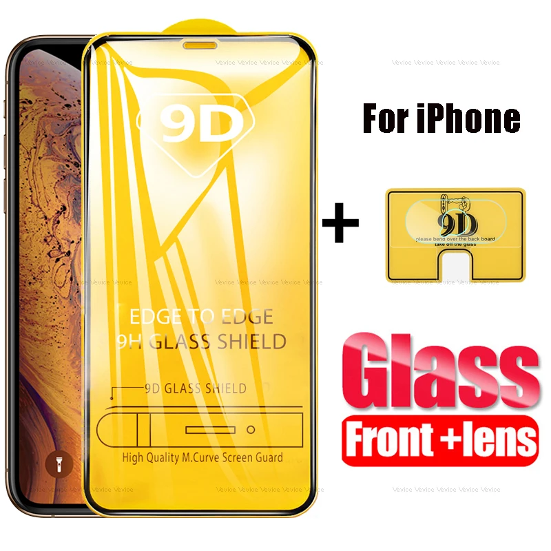 Стекло 2 в 1 для iPhone 11 Pro X XS MAX XR 9D переднее закаленное стекло и задняя пленка