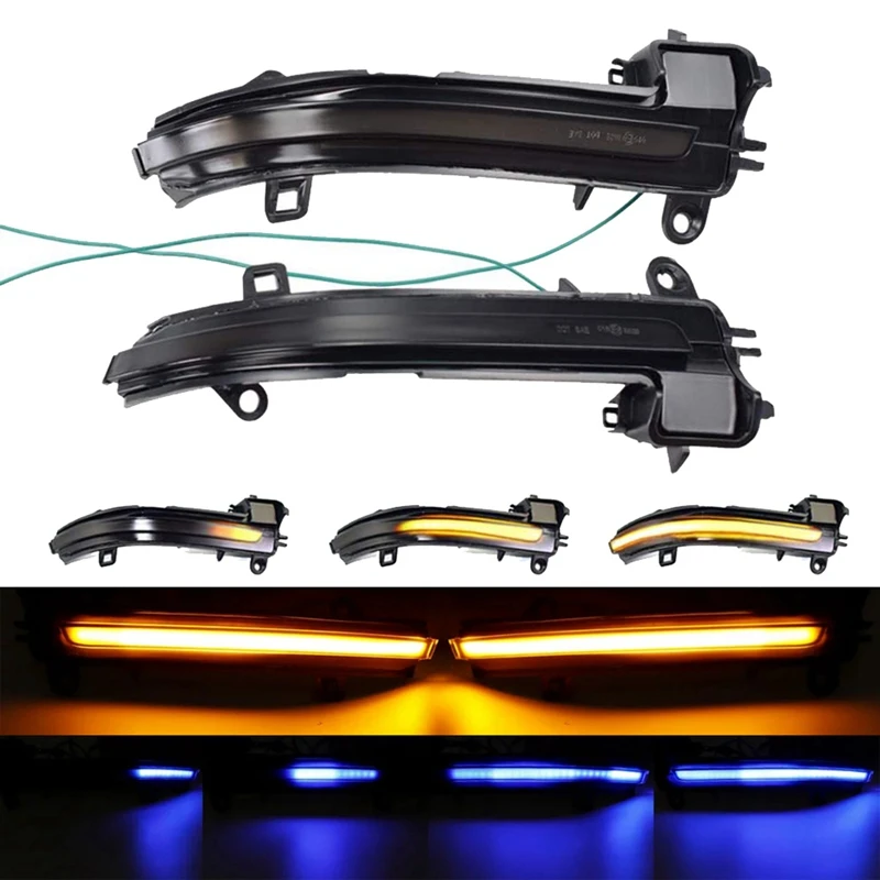 Car LED Dynamic Rearview Mirror Light Turn Signal Indicator for BMW F20 F21 F22 F30 E84 1 2 3 4 Series Amber&ampBlue |