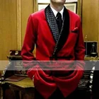 Красный костюм, куртка, Официальный свадебный смокинг, мужская модель для ночного курения, мужское двубортное пальто