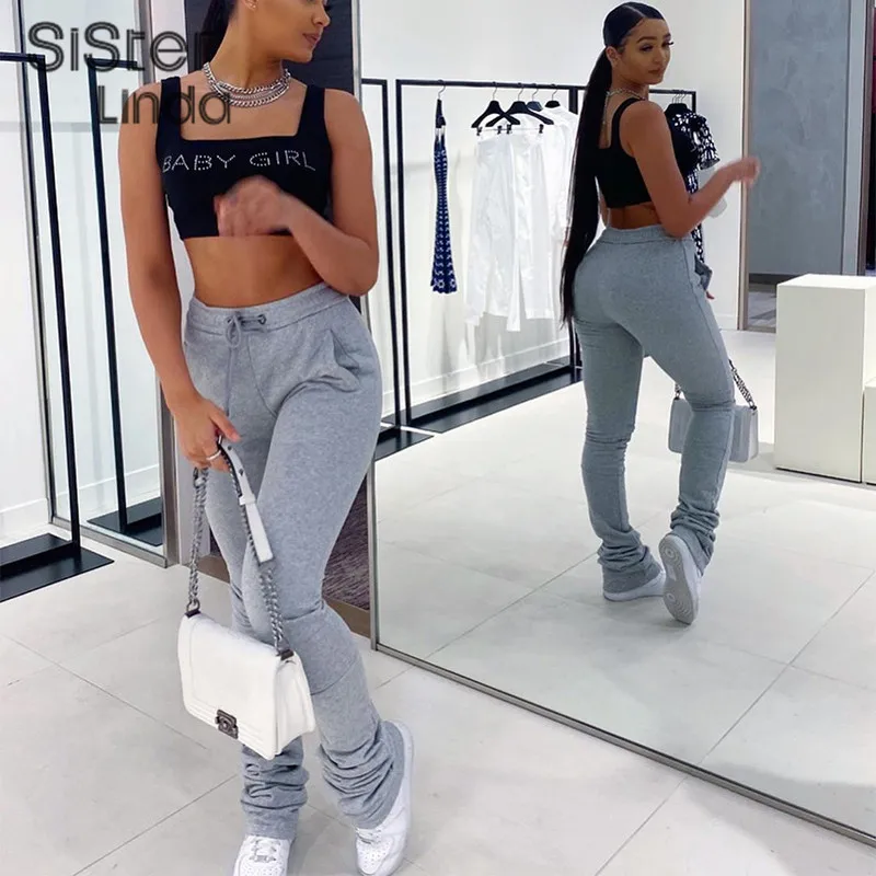 

Женские уличные спортивные штаны Sisterlinda, серые повседневные удлиненные штаны на шнуровке, плотные теплые брюки для зимы, 2020