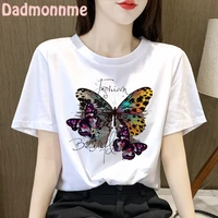 flower butterfly cartoon print goth clothing women t shirt aesthetics graphic white casual short sleeve polyester womens tshirt