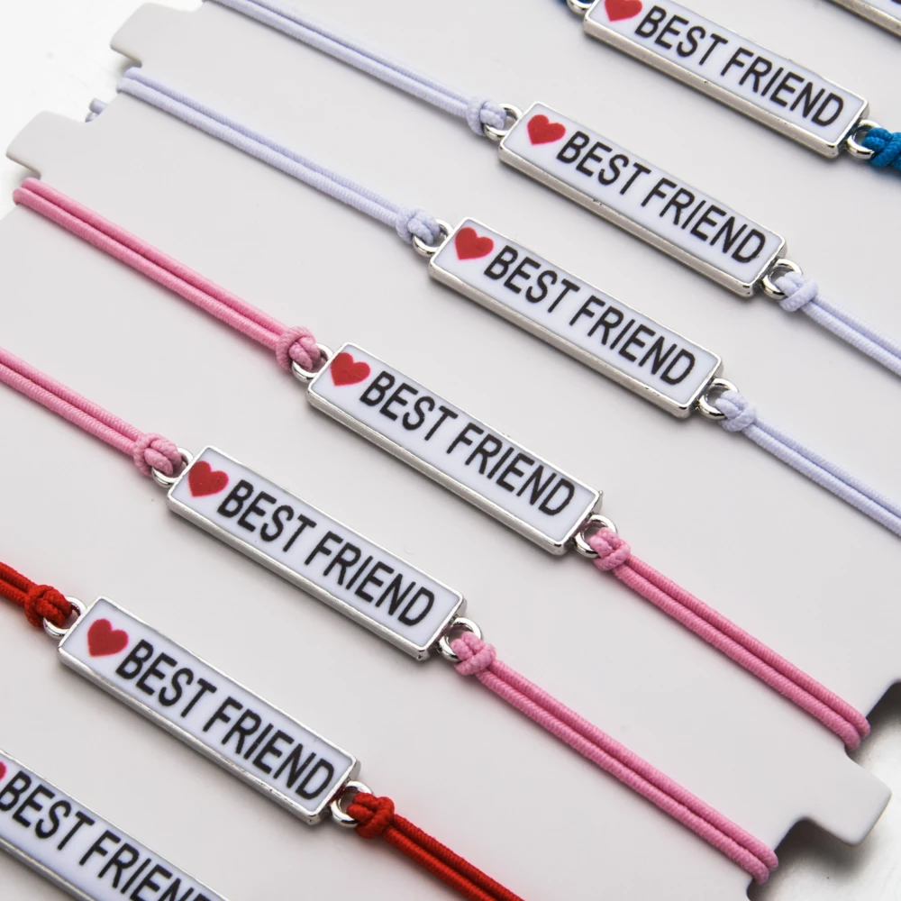 12 шт./лот эластичный браслет Best Friend Charm для женщин и девочек цветной хлопковый
